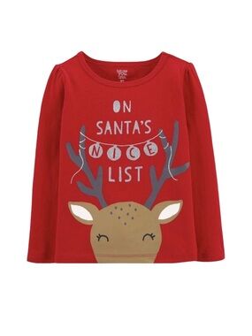 CARTER’S “ON SANTA’S NICE LIST” TOP - RED VARIOUS SIZES (NEW WITH TAGS) A11